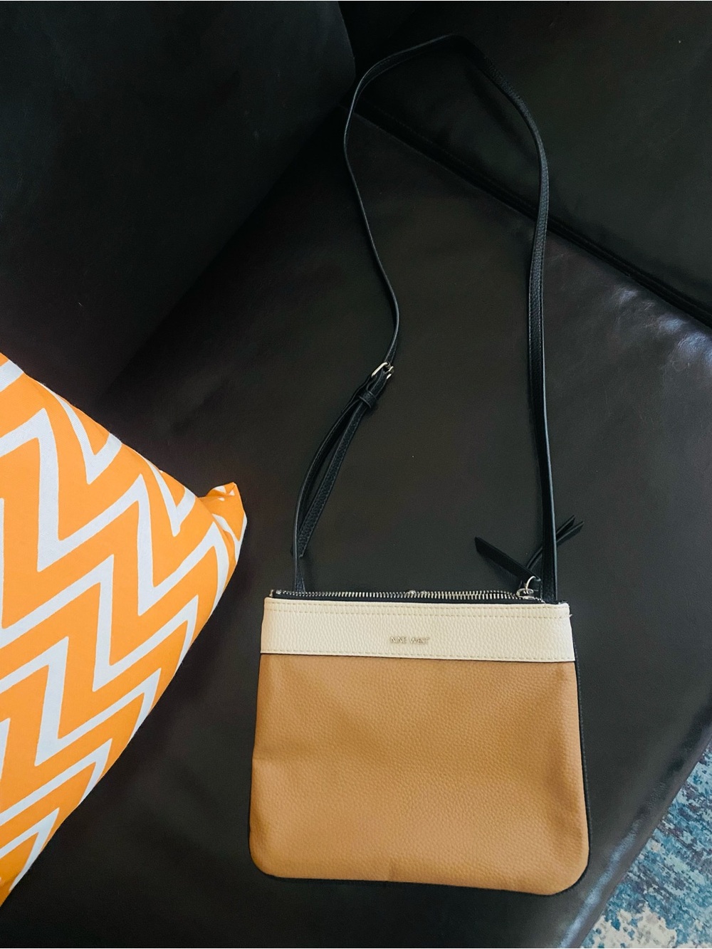 Nine West Two-Tone Crossbody Bag in Brown, Cream and Black